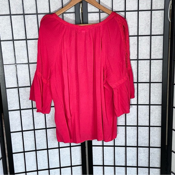Bohemian Pink Peasant Blouse with peekaboo arms - Picture 5 of 7